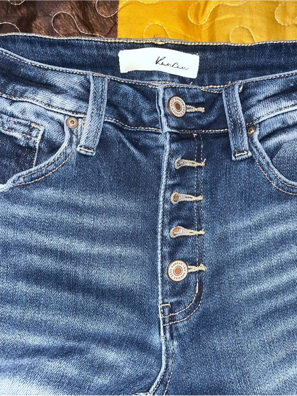 KanCan High-Rise Button-Fly Jeans in Blue Wash